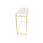 Wood Geometric Nesting Console Table with Gold Metal Legs - Set of 2 White - Roche River Decor