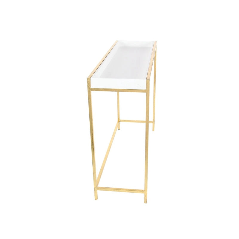 Wood Geometric Nesting Console Table with Gold Metal Legs - Set of 2 White - Roche River Decor