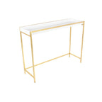 Wood Geometric Nesting Console Table with Gold Metal Legs - Set of 2 White - Roche River Decor