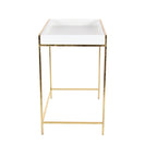 Wood Geometric Nesting Console Table with Gold Metal Legs - Set of 2 White - Roche River Decor