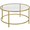 Yaheetech Round Coffee Table Glass-Top Sofa Table for Living Room