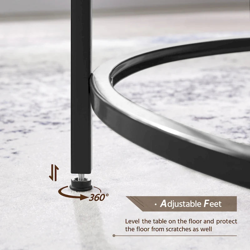 Yaheetech Round Coffee Table Glass-Top Sofa Table for Living Room