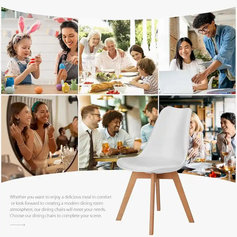 Dining Chairs Set of 4, Mid-Century Modern Dining Room Side Seating, Kitchen Chairs with Wood Legs for Living Room