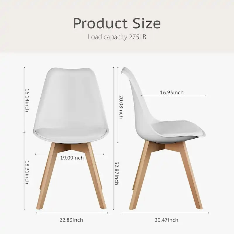 Dining Chairs Set of 4, Mid-Century Modern Dining Room Side Seating, Kitchen Chairs with Wood Legs for Living Room