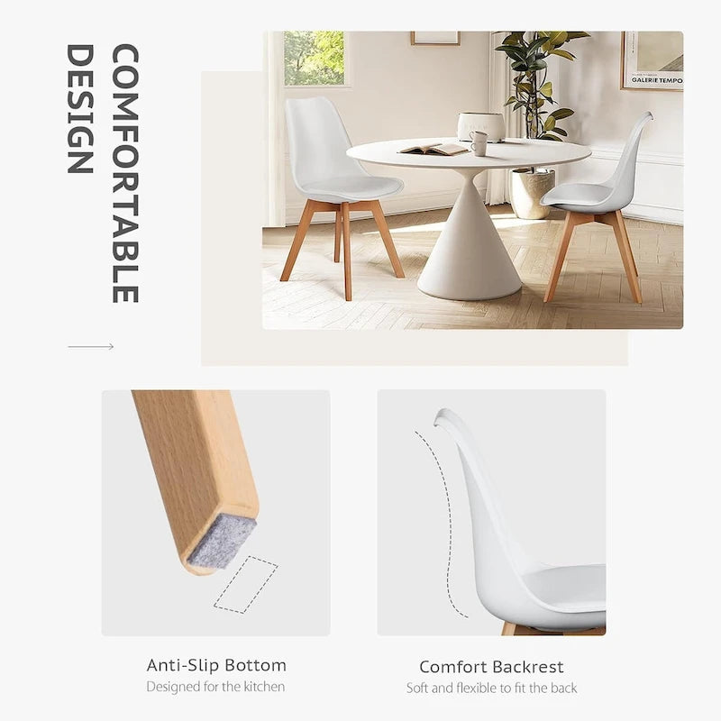 Dining Chairs Set of 4, Mid-Century Modern Dining Room Side Seating, Kitchen Chairs with Wood Legs for Living Room