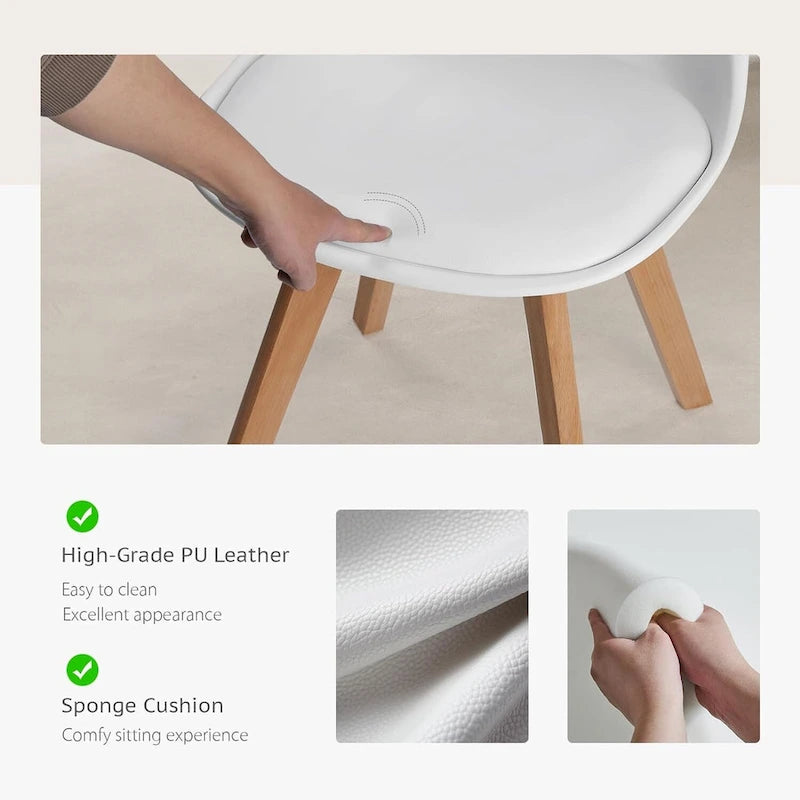 Dining Chairs Set of 4, Mid-Century Modern Dining Room Side Seating, Kitchen Chairs with Wood Legs for Living Room