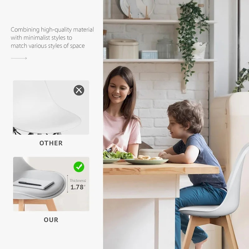 Dining Chairs Set of 4, Mid-Century Modern Dining Room Side Seating, Kitchen Chairs with Wood Legs for Living Room