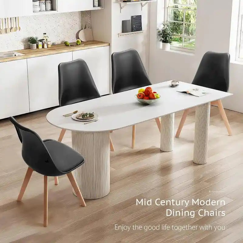 Dining Chairs Set of 4, Mid-Century Modern Dining Room Side Seating, Kitchen Chairs with Wood Legs for Living Room