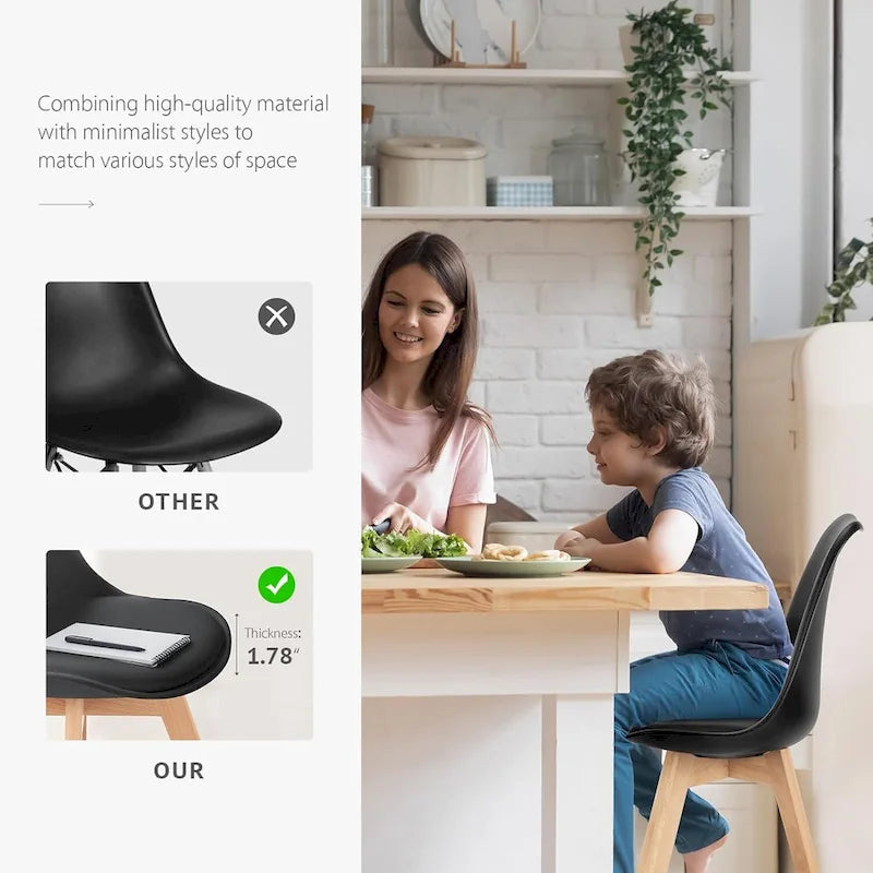 Dining Chairs Set of 4, Mid-Century Modern Dining Room Side Seating, Kitchen Chairs with Wood Legs for Living Room