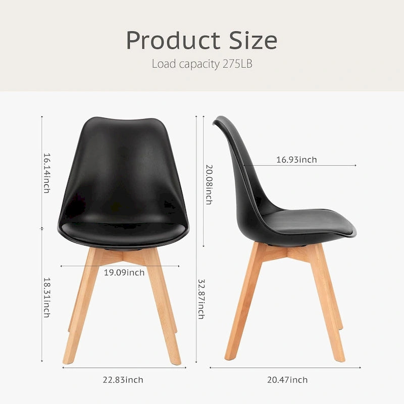 Dining Chairs Set of 4, Mid-Century Modern Dining Room Side Seating, Kitchen Chairs with Wood Legs for Living Room