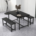 Rectangular Dining Table Set for 4 People with 2 Upholstered Benches