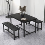 Rectangular Dining Table Set for 4 People with 2 Upholstered Benches