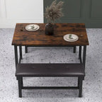 Rectangular Dining Table Set for 4 People with 2 Upholstered Benches