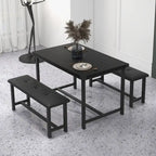 Rectangular Dining Table Set for 4 People with 2 Upholstered Benches