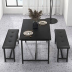 Rectangular Dining Table Set for 4 People with 2 Upholstered Benches