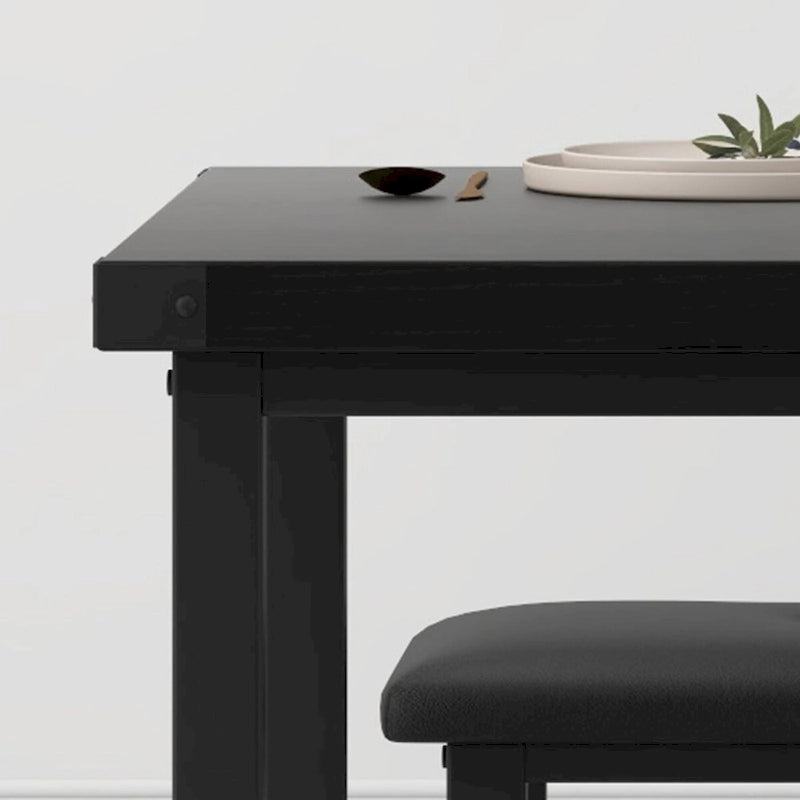 Rectangular Dining Table Set for 4 People with 2 Upholstered Benches