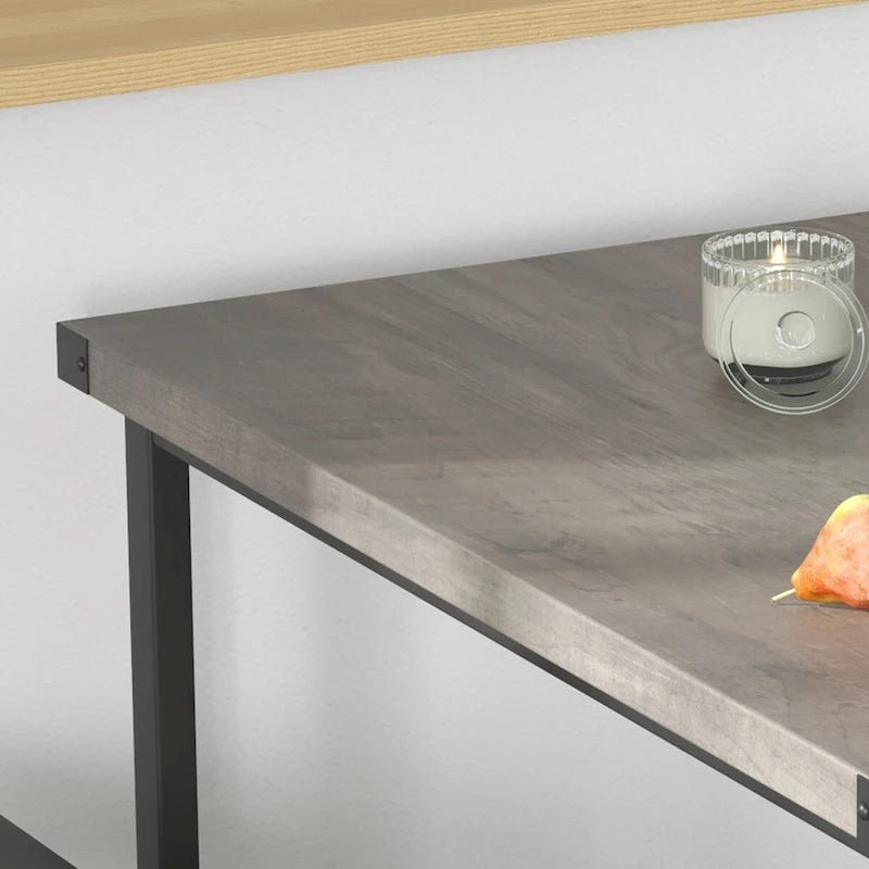 Rectangular Dining Table Set for 4 People with 2 Upholstered Benches