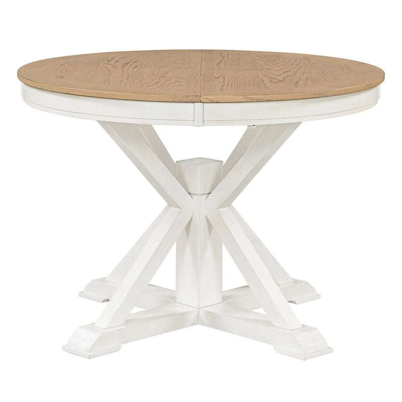 Retro Functional Extendable Dining Table with a 12 Leaf