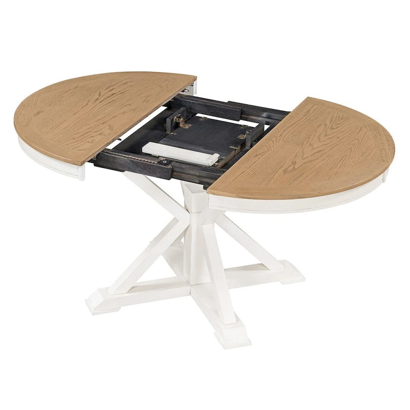 Retro Functional Extendable Dining Table with a 12 Leaf