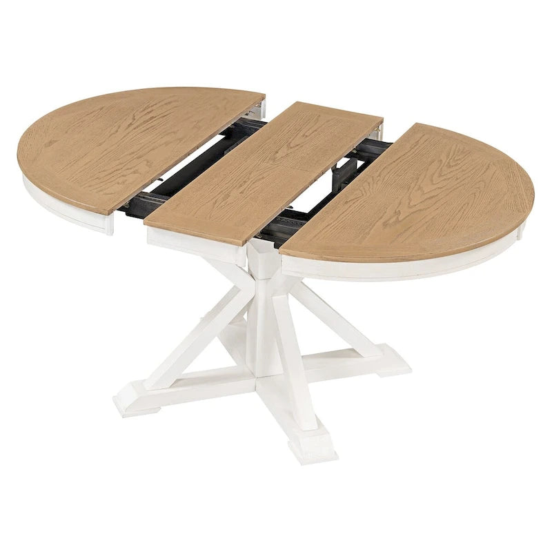 Retro Functional Extendable Dining Table with a 12 Leaf