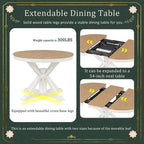 Retro Functional Extendable Dining Table with a 12 Leaf