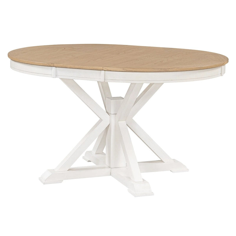 Retro Functional Extendable Dining Table with a 12 Leaf