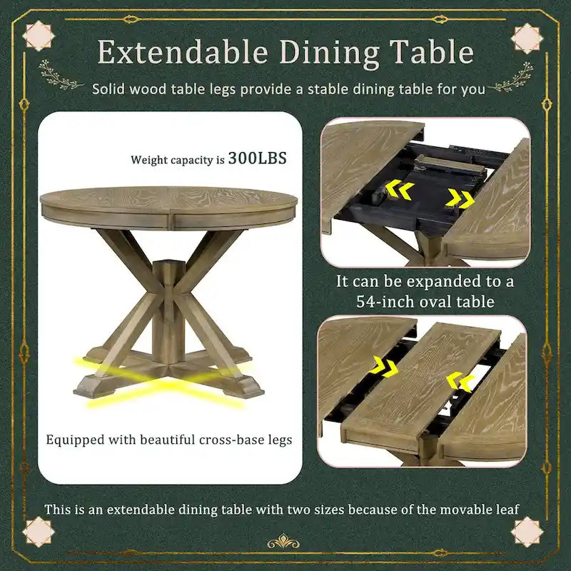 Retro Functional Extendable Dining Table with a 12 Leaf