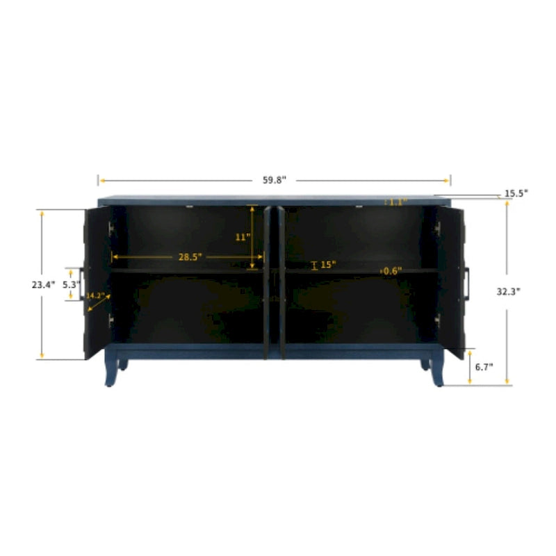 Accent Sideboard Four Doors Storage Cabinet Buffet for Dining Room, Entrance and Hallway