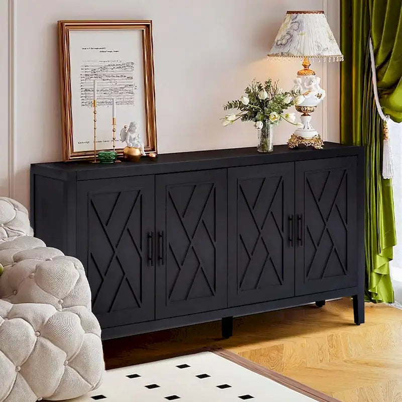 Accent Sideboard Four Doors Storage Cabinet Buffet for Dining Room, Entrance and Hallway