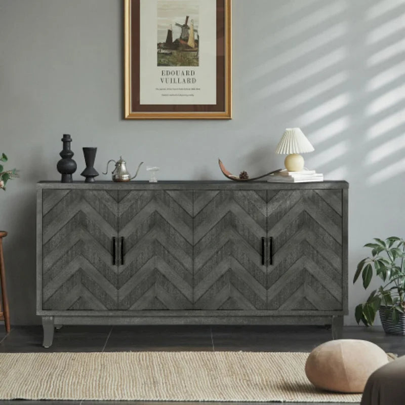 Accent Sideboard Four Doors Storage Cabinet Buffet for Dining Room, Entrance and Hallway
