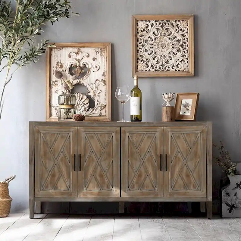 Accent Sideboard Four Doors Storage Cabinet Buffet for Dining Room, Entrance and Hallway