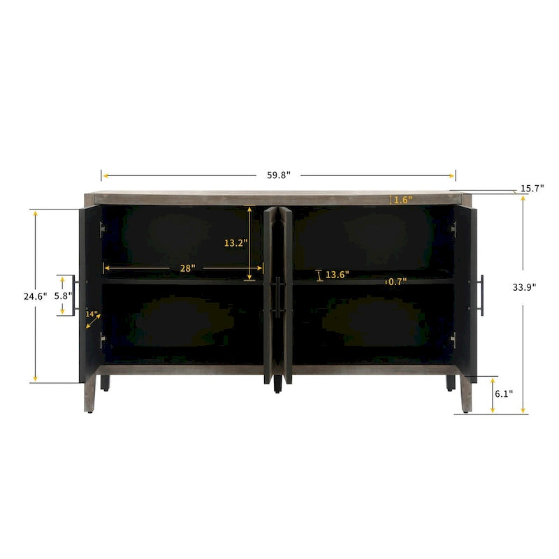 Accent Sideboard Four Doors Storage Cabinet Buffet for Dining Room, Entrance and Hallway