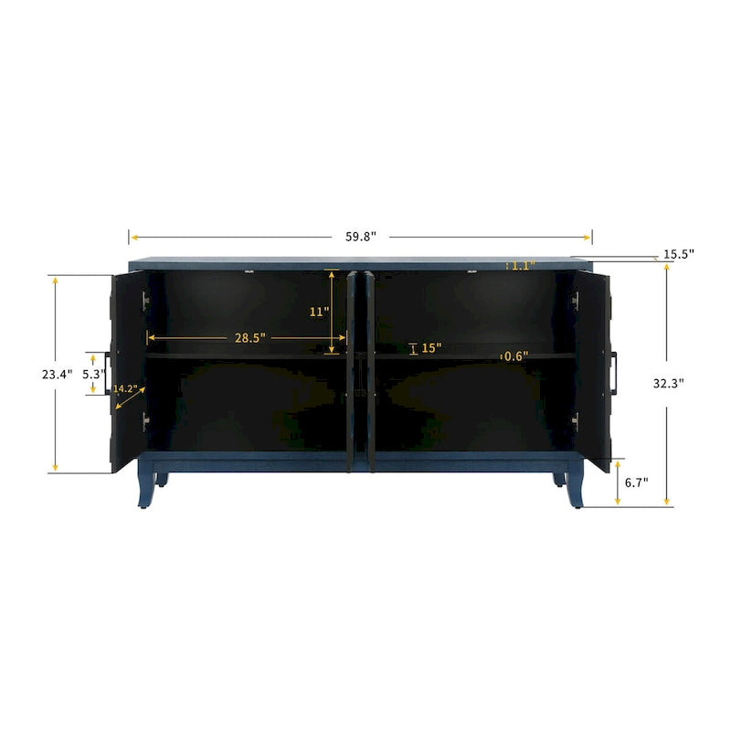 Accent Sideboard Four Doors Storage Cabinet Buffet for Dining Room, Entrance and Hallway