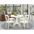 East West Furniture 5 Piece Kitchen Table Set- a Dining Table and 4 Faux Leather Dining Chairs, 36x36 Inch, Linen White