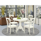 East West Furniture 5 Piece Kitchen Table Set- a Dining Table and 4 Faux Leather Dining Chairs, 36x36 Inch, Linen White