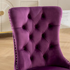 Set of 2 Velvet Dining Chairs with Nailhead Trim and Chrome-Plated Stainless Steel Legs