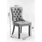 Set of 2 Velvet Dining Chairs with Nailhead Trim and Chrome-Plated Stainless Steel Legs