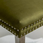 Set of 2 Velvet Dining Chairs with Nailhead Trim and Chrome-Plated Stainless Steel Legs