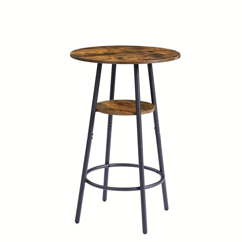 3-Piece Industrial Bar Table Set with 2 Stools, Small Round Counter Height Bistro Pub Dining Table Set for Kitchen, Small Space