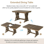 7-Piece Extendable Dining Table Set with Chairs and 12 Leaf