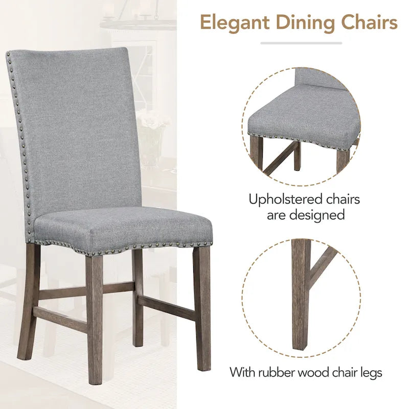 7-Piece Extendable Dining Table Set with Chairs and 12 Leaf