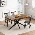 Grondin Retro Farmhouse Style 4-6 People Extendable Dining Table with X-Cross Metal Base and Storage Box