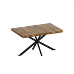 Grondin Retro Farmhouse Style 4-6 People Extendable Dining Table with X-Cross Metal Base and Storage Box