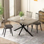 Grondin Retro Farmhouse Style 4-6 People Extendable Dining Table with X-Cross Metal Base and Storage Box