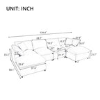 Modern U-Shape Sectional Sofa, 2 Large Chaise with Removable Ottomans