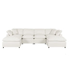 Modern U-Shape Sectional Sofa, 2 Large Chaise with Removable Ottomans