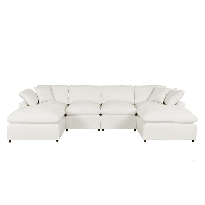Modern U-Shape Sectional Sofa, 2 Large Chaise with Removable Ottomans