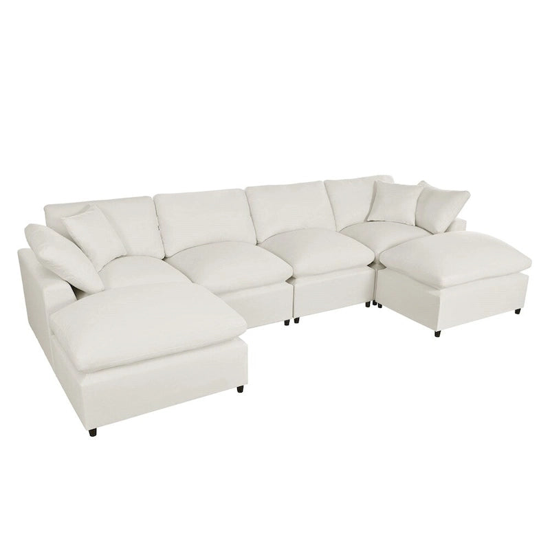 Modern U-Shape Sectional Sofa, 2 Large Chaise with Removable Ottomans