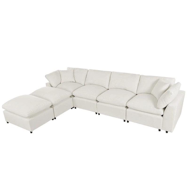 Modern U-Shape Sectional Sofa, 2 Large Chaise with Removable Ottomans
