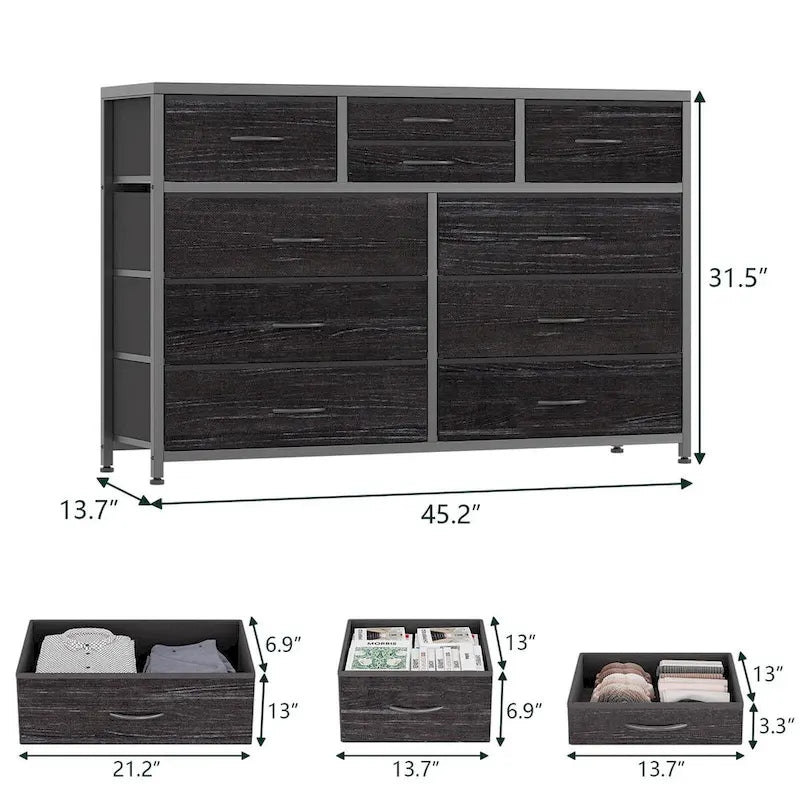 10 Drawer Dresser TV Stand - 55 inches